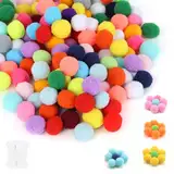 150 Stück Bunte Pompons zum Basteln 3cm Mini Pompons Flauschigen Plüschbälle DIY Pompom Girlande Zubehör für Geburtstagsfeier Hochzeit Weihnachtstag Girlande Kinderzimmer für Nähen Deko Handwerk