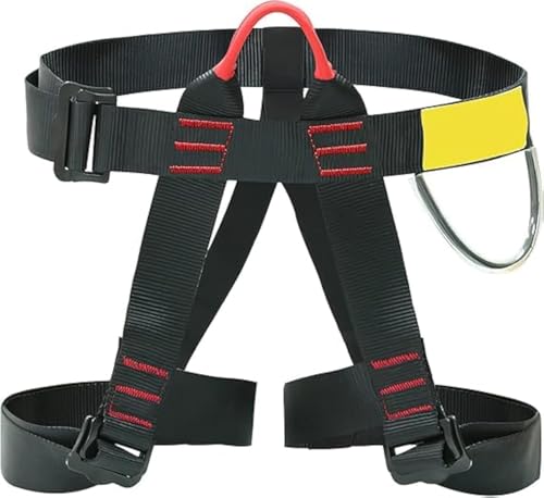 GBKDQQ Klettergurt, Befestigender Klettergurte Absturzsicherung Sicherheitsgurt zum Feuerrettung, Bergsteigen, Halber Körperklettergurt Kletterausrüstung für Frauen Männer Kinder, Schwarz