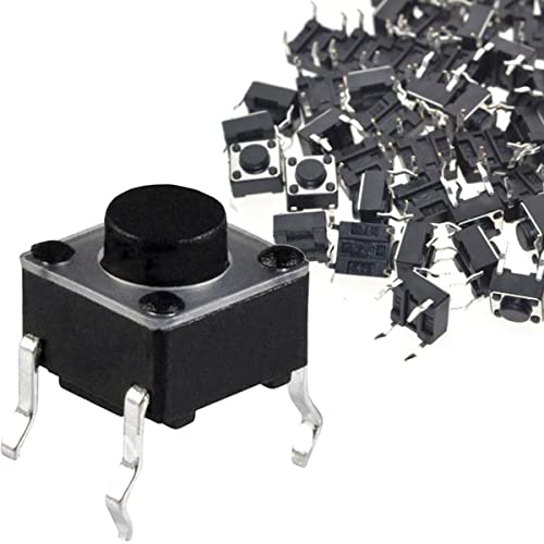 DAOKAI Miniatur-Mikro Schalter,4 Pin Tactile Drucktaster 6x6x5mm Momentaner taktiler Button Switch berühren Electronic Components,für Panel PCB(100 Stück)