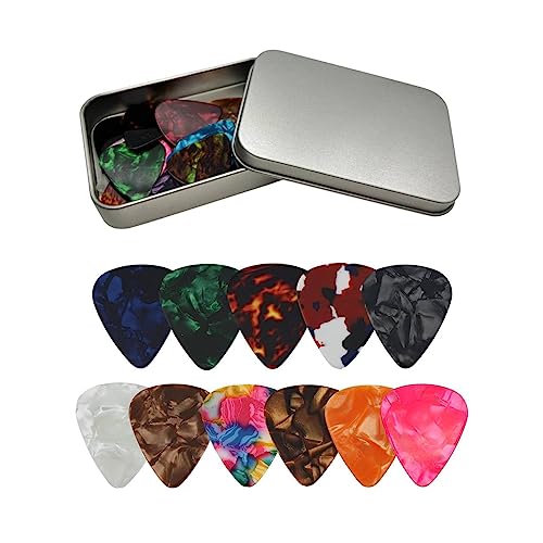 Plektren Plektrum 24Stück 0.46MM-Dünn 0.71MM-Medium 0.96MM-Heavy,Plectrum für Akustikgitarre, E-Guitar, Ukulele, Bass, Guitar Picks,Zelluloid