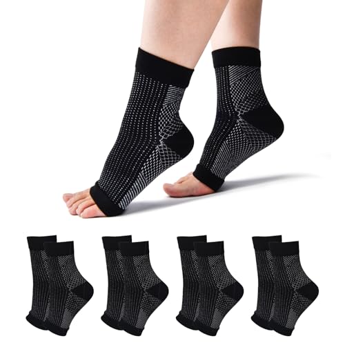 TOMILIOLD 4 Paar Kompressionssocken Damen Herren Medizinisch Socken, Orthopädische Kompressionssocken für Arthritis Gelenkschmerzen (Schwarz, 38-42)