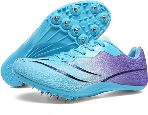 Männer Frauen Laufschuhe Leichtathletik Schuh Nagel Spikes Schuhe Kinder, Track Wettbewerb Jungen für Training Langstreckenlauf,Purple-37