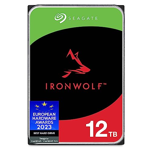 Seagate IronWolf, NAS interne Festplatte 12TB HDD, 3.5 Zoll, 7200 U/Min, CMR, 256 MB Cache, SATA 6GB/s, silber, FFP, inkl. 3 Jahre Rescue Service, Modell: ST12000VNZ008