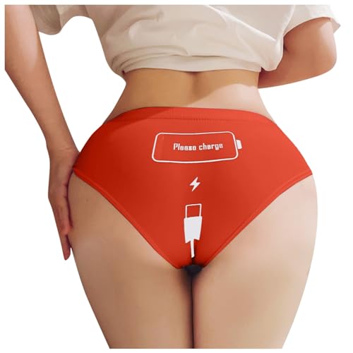 Briskorry Damen Nahtloser Slip Atmungsaktiv Unterwäsche Elastisch String Funny Druck Dessous Frauen Dreieckig Tanga Ultra Soft Schlüpfer Unterhosen