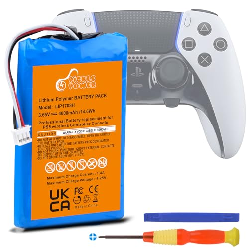 Pickle Power PS5 Controller Akku, 4000mAh LIP1708 Akku Ersatz für Sony Playstation 5 DualSense CFI-ZCT1W Wireless Controller