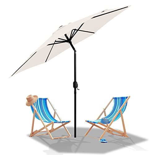 Jopassy Sonnenschirm 270cm Sonnenschutz knickbar,Sonnenschirm strand Neigungswinkel und Höhe verstellbar ohne Ständer,Strandschirm für Terrasse,Balkon,Strand,Beige