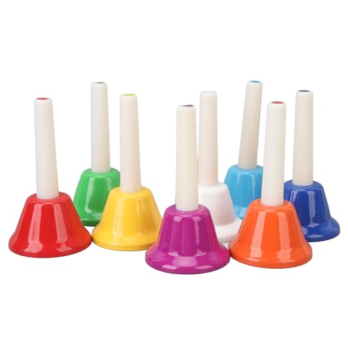 Legierungs-Handglocken-Set, bunt, 8 Noten, Musikalische Legierungs-Handglocken für Kinder, Erwachsene, Hochzeit, kompakte und tragbare Handglocken, Musikspielzeug für Kinder,