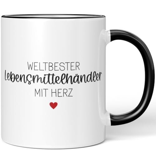 JUNIWORDS Tasse, Weltbester Lebensmittelhändler, Schwarz (6687985)