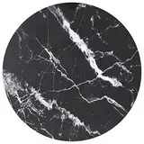 Myheimly Tischplatte Ersatztischplatte Marmorplatte Glasplatte für Esstisch Couchtisch Gartentisch Hartglas in Marmoroptik Schwarz und Weiß,Ø 40 cm