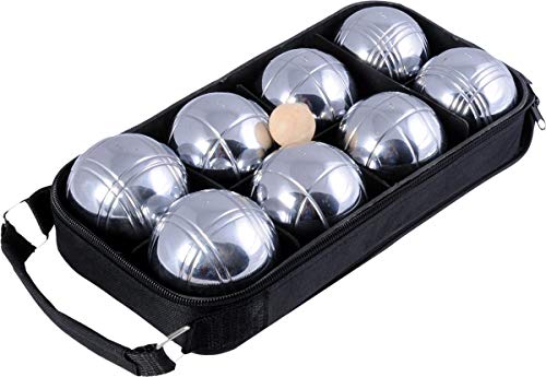 Engelhart - 010203 - Transporttasche mit 8 Boules Pétanque - Inklusive Distanzmesser - Praktische Tasche - Outdoor-Spiel - Metall-Boules und Holz-Cochonnet - Ab 6 Jahren