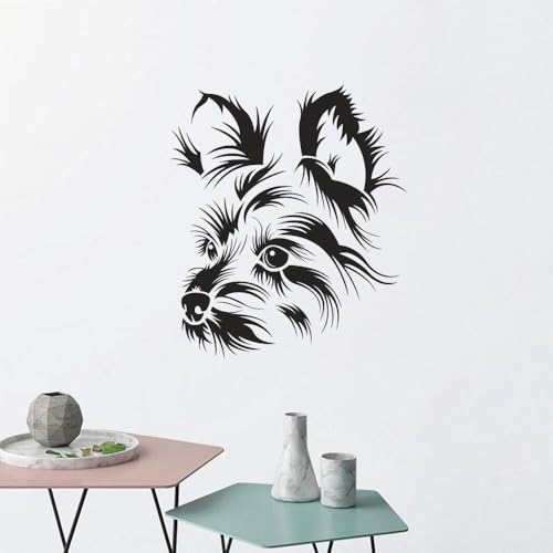 Wandaufkleber Terrier, Hund, Haustierladen, Haustierpflege, Salon, Wohnzimmer, Schlafzimmer, Zuhause, Fenster, Flur, Vinyl, 53 x 59 cm