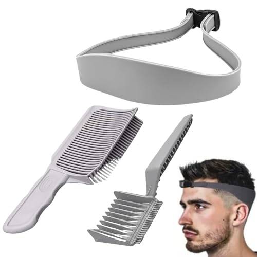 3 Verstellbarer Fade Comb, Fade Combs Curved, Fade Comb und Silikon Haarschneideschablone, Haarschneidewerkzeug Ideal für Selbsthaarschnitte