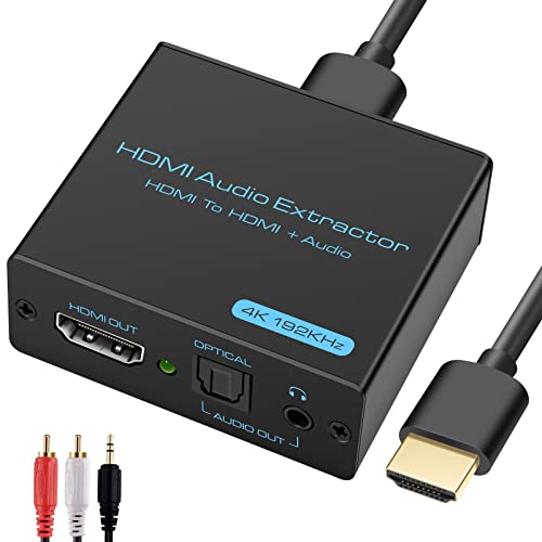 VEDINDUST HDMI Audio Extractor 4k HDMI Optisch Splitter Adapter Konverter 3.5 mm Stereo+L/R Audio out unterstützt 5.1 HDCP 3D 1080P Dolby Digital DTS PCM