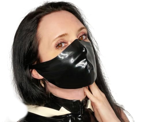 OnundOn Lackleder BDSM Maske Bondage Maske Männer Fetisch SM Maske Sexspielzeug Extreme Paare (Schwarz)