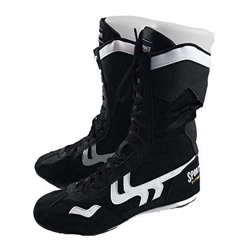 UKUBOXBAG High Top Boxschuhe, Damen Kickboxen Kampfturnschuhe Leichter Wrestling Trainer Für Frauen,Schwarz,38 EU
