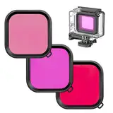 3 in 1 Schnorcheltauchen Unterwasser Rot/Pink/Lila Linsenfilter, Geeignet für GoPro 5,6,7, Unterwasser Atemgerät, Maximale Schärfe und Lebendige Farben für Außergewöhnliche Unterwasserbilder