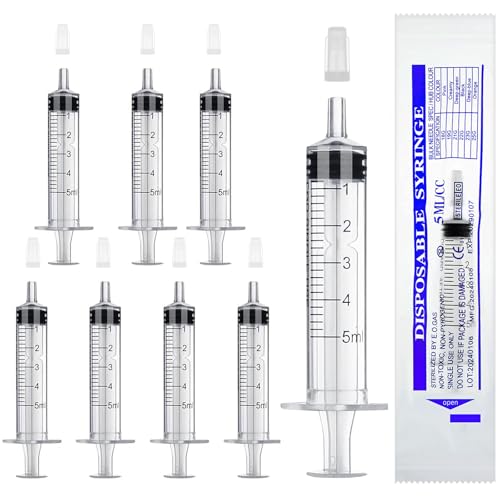 winbest Spritze 5ml, 32 Stück Individuelles Paket Plastikspritze mit Kappe Kunststoffspritze Ohne Nadel Wiederverwendbar Spritze für Flüssigkeitsmessung und abgabe, Tierfütterung, Pflanzenbewässerung