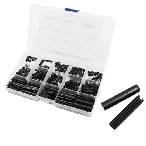 YOYEAH Spannstift Sortiment, 550 STK Hohlsplinte Federstifte Manganstahl Set, Geschlitzte Spannstifte Metallbeschläge in verschiedenen Größen für Maschinen und Reparaturen.