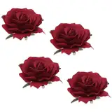 Qianyu 5 Stück Rosen Blume Haarspange Rose Brosche Blumenclips Boutonniere-Haarspangen Kopfschmuck für Frauen Mädchen Hochzeit Teeparty Outfits Party Hochzeit Event Halloween Weihnachten (rot)