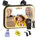 SHEGZHUC Spiegel Auto Baby Rückbank mit Licht 360° mit Fernbedienung Autospiegel Baby Rücksitz mit Metall Clip Baby Erstausstattung Neugeborene + 2 Baby on Board Aufklebern & 2 Auto Kopfstützen Haken