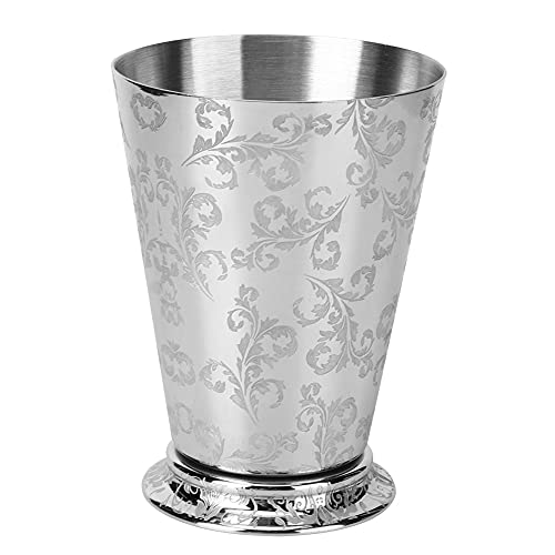 13,5 Unzen Silber Mint Julep Cups - Edelstahl Julep Cup Leaf Pattern Moscow Mule Cup für Home Bar Trinken Wein Cocktail Whisky