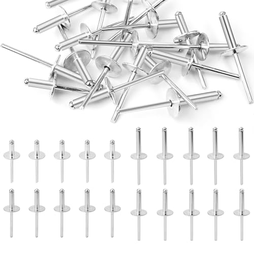 YFLeomry Aluminium Blindnieten mit großem Flansch, 4,8x16mm Flansch Pop Nieten, Popnieten Kuppelkopf für, Aufbewahrungsbox, Möbel, Marine(125 Stück)