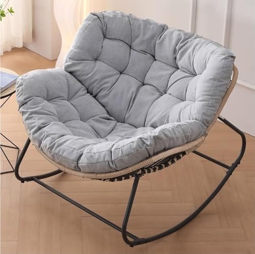 FSDFKPOP Schaukelstuhl for die Terrasse im Freien, Gartenmöbel, Papasan-Stuhl mit Kissen und Gestell, Schaukelsofa for den Innenbereich, Liegestühle for Schlafzimmer/Wohnzimmer/Veranda/Garten/Balkon