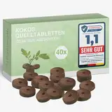 Torffreie Kokos Quelltabletten mit Nährstoffen – 40er Pack I Gepresste Kokoserde für effiziente Anzucht/Pflanzenanzucht ohne Pikieren