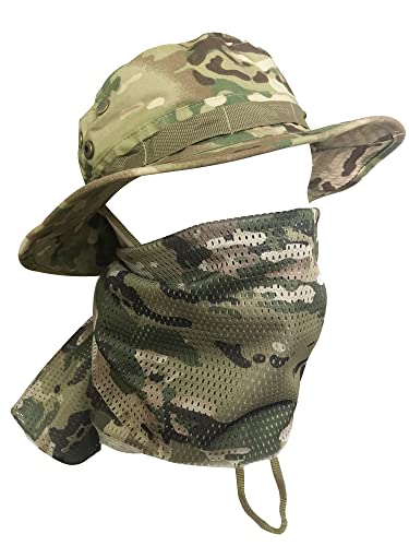 QMFIVE Taktische Boonie Hut Schal Unisex Camouflage Abgerundete Hut Fischer für Tactical Airsoft Paintball Aufstieg Camping (A-MC, 1)