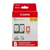 Canon Tinte & Papier Multipack - PG-545/CL-546 Original Drucker-Tintenpatronen 2er-Pack (1 x Schwarz, 1 x Farbe) & 4x6 Fotopapier (50 x Blatt) - Kompatibel PIXMA Druckern