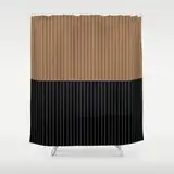 Duschvorhang 180x200 cm Schwarz Braun Streifen Duschvorhang Einfach Design modernes Textil Anti-schimmel Wasserdicht Waschbar Badvorhang für Badezimmer Badewannen Toilette mit 12 Haken