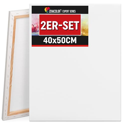 Zenacolor Leinwand Zum Bemalen 40x50 - Set aus 2 Canvas 40x50 - Geeignet für alle Arten von Farben auf Leinwänden