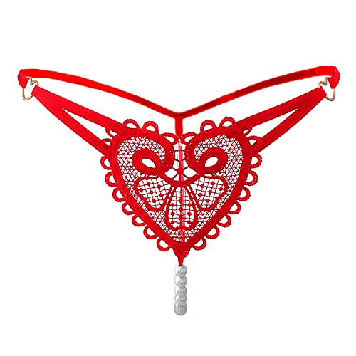 Unterwäsche Für Kleinkinder für Damen Interessantes ultradünnes Höschen mit niedriger Taille Perlen Sexy Männer Unterwäsche Rot (RD2, A)
