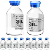 Ks-Tek Sterile leere Ampullen mit selbstheilendem Injektionsanschluss, mit abklappbarer Aluminiumkappe, sterile Verpackung (30 ml, 10)