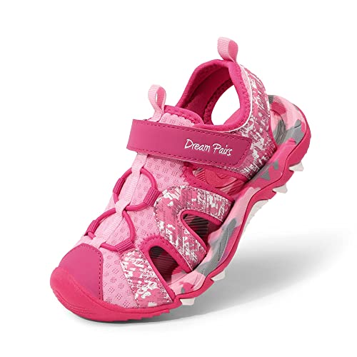 DREAM PAIRS Kinder Sandalen Jungen Mädchen Outdoor Sommer Sport Sandalen Klettverschluss Sommer Schuhe HOT ROSA/ROSA 34 (EUR) SDAS2305K-E