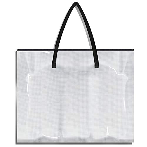 SpriteGru Große transparente Netz-Vinyl-Tasche mit Griff und Reißverschluss, wasserdichte Kunst-Aufbewahrungstasche für Kunstwerke, Diagramme und Lehrmaterial(66 cm x 51 cm)