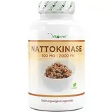 Nattokinase - 180 Kapseln mit je 100 mg (20.000 FU/g) - 6 Monatsvorrat - Laborgeprüft - Hochdosiert - Vegan - Aus GMO-freien Soja - Ohne unerwünschte Zusätze