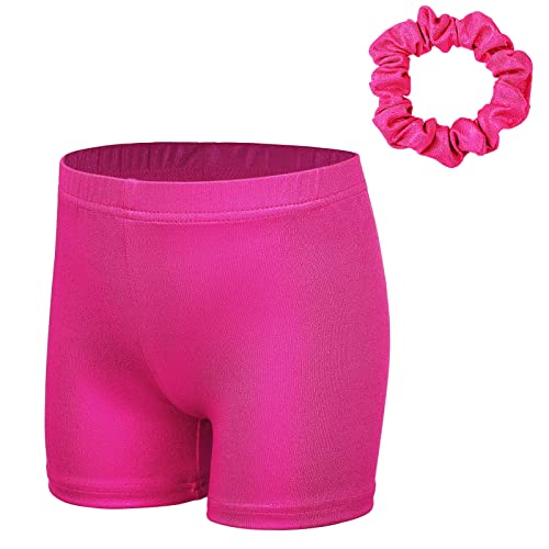 XFGIRLS Gymnastik-Shorts für Mädchen, glitzernd, Ballett, Tanz, Tumbling, athletische Shorts, 3-14 Jahre, hot pink, 11-12 Jahre