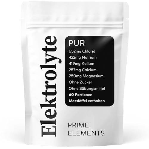 Elektrolyte Pur ohne Zucker und Süßungsmittel | 60 Portionen mit je 2000 MG | Elektrolyte Pulver für Sportler bei Flüssigkeitsverlust | Natürlich salzig
