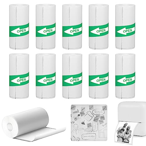 KERANEET 10 Rollen Thermorollen Thermopapier Selbstklebend Mini Drucker Aufkleber thermorollen 57x25mm Mini Drucker Sticker Thermopapier für Kinderkamera für Mini Mobiler Fotodrucker