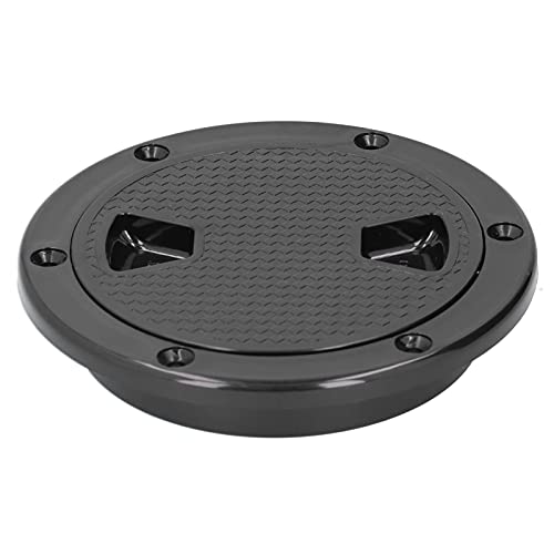 Bootsdeckplatte, 10,2 Cm, ABS, Schwarz, Hochwertige, Runde, Rutschfeste, Wasserdichte Inspektionsluke, Kreisförmige, Rutschfeste Inspektionsluke für Marineboote