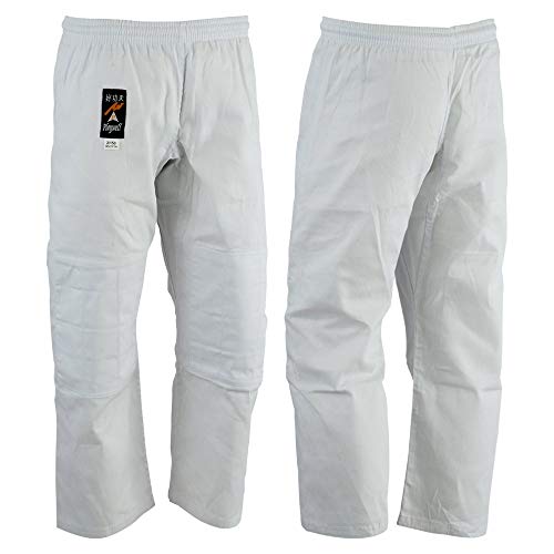 Playwell Kampfsport Judo Hose Weiß Gebleicht - (Doppel Gepolstert Knie) - 9oz - Weiß, 5/180cm