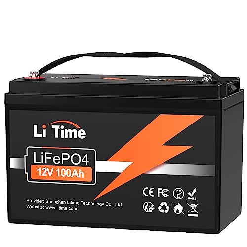 LiTime 12V 100Ah LiFePO4 Batterie, 1280Wh Lithium Akku mit 100A BMS, Max. 15000 Zyklen Ladezyklen, Unterstützung in Serie/Parallelschaltung, Perfekter Ersatz für Blei-Säure für Wohnmobile, Solaranlage