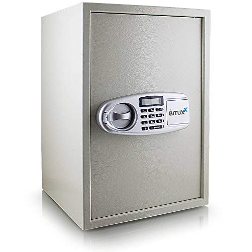 BITUXX® Elektronischer Safe Tresor Wandtresor Wandsafe Geldschrank Möbeltresor Stahlschrank Geldsafe Geldtresor Panzerschrank Dokumententresor Lichtgrau