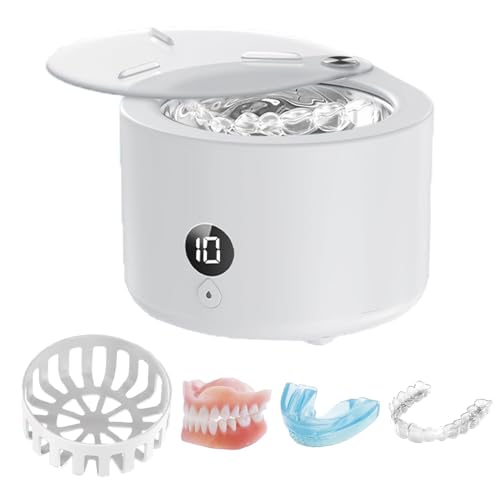 FONCBIEN Ultraschallreiniger, 45000Hz Ultraschallreiniger für Zahnprothesen 360° 150ml Ultraschall Cleaner für Zahnspangen, Mundschutz, Schmuck