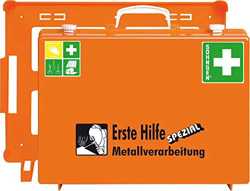Söhngen 0360108 Erste Hilfe Koffer MT-CD Metallverarbeitung (mit Füllung, Wandhalterung, Koffer aus ABS Kunststoff)