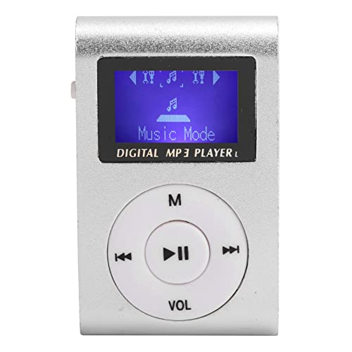 Cryfokt MP3-Player, MP3-Musik-Player Sport BackClip LCD-Bildschirm Unterstützt Speicherkarte, Leichter Diktiergerät, Lange Akkulaufzeit, 32-GB-Speicherkartensteckplatz (Silver)