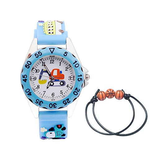 MUXIJIA Kinder Uhren für Jungen und Mädchen ab 3-10 Jahre, 3ATM wasserdichte Junge Uhr Mädchen Uhr, Analog Quarz Uhr Silikon Uhrenarmband Armbanduhr Kinderuhr (Blau)