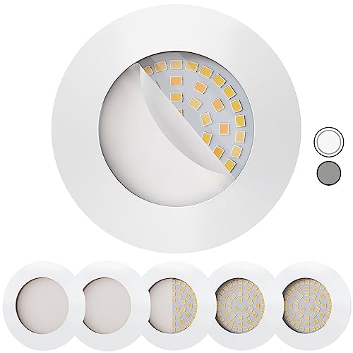 Scandinavian home 6er Set LED Einbaustrahler Dimmbar WarmDim 230V 5,8W Warmweiß 60mm - 70mm I Badezimmer geeignet I CRI 90 580lm 3100K 68mm I Weiß-Matt mit Milchglas I LED Spot flach