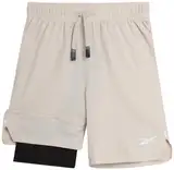 Reebok Jungen Shorts – 2-in-1-Basketball-Shorts mit Kompressionsfutter und Taschen – Gym und Running Jungen Athletic Shorts, Knochen, 10-12